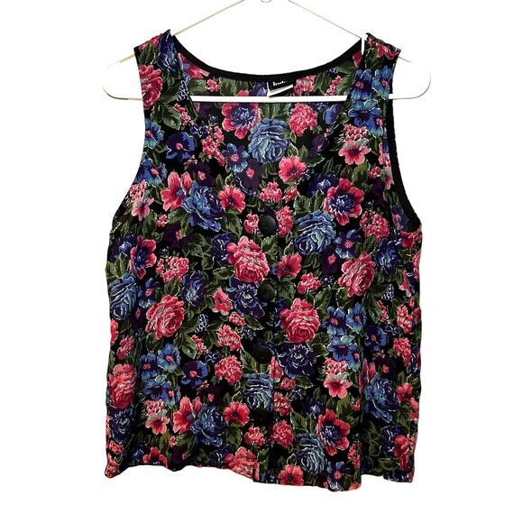 Vintage Tops - Vtg‎ Floral Button Front Top Judy Knapp Medium Summer Vacation Beachy Hawaiian